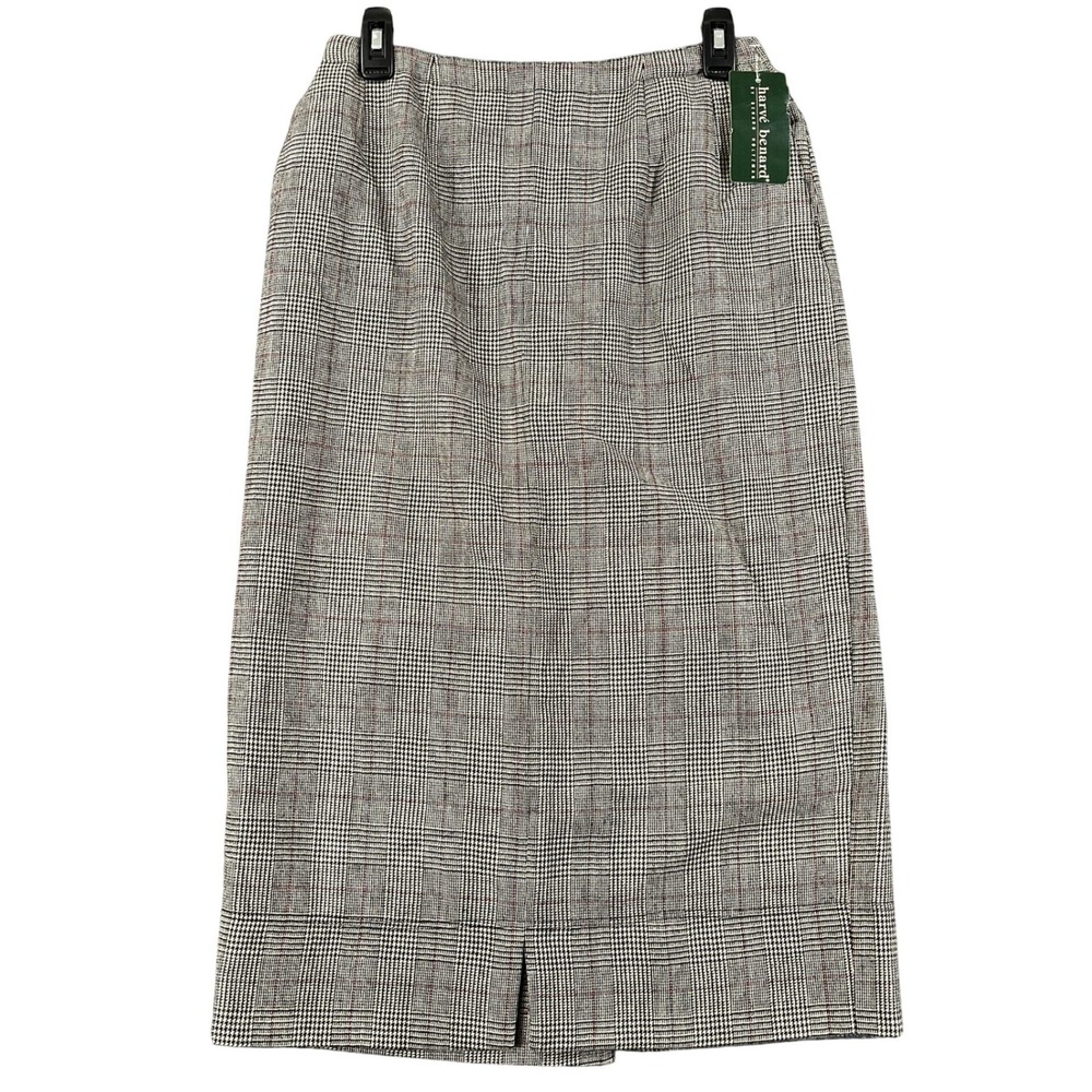 Vintage 90s Harve Benard Wool Pencil Skirt Womens 8 Plaid Glen Check Office Wear